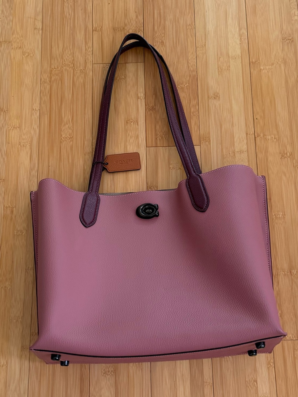 COACH Willow CO692 Colorblock and Pebbled Leather Tote Bag Mauve - Picture 9 of 9